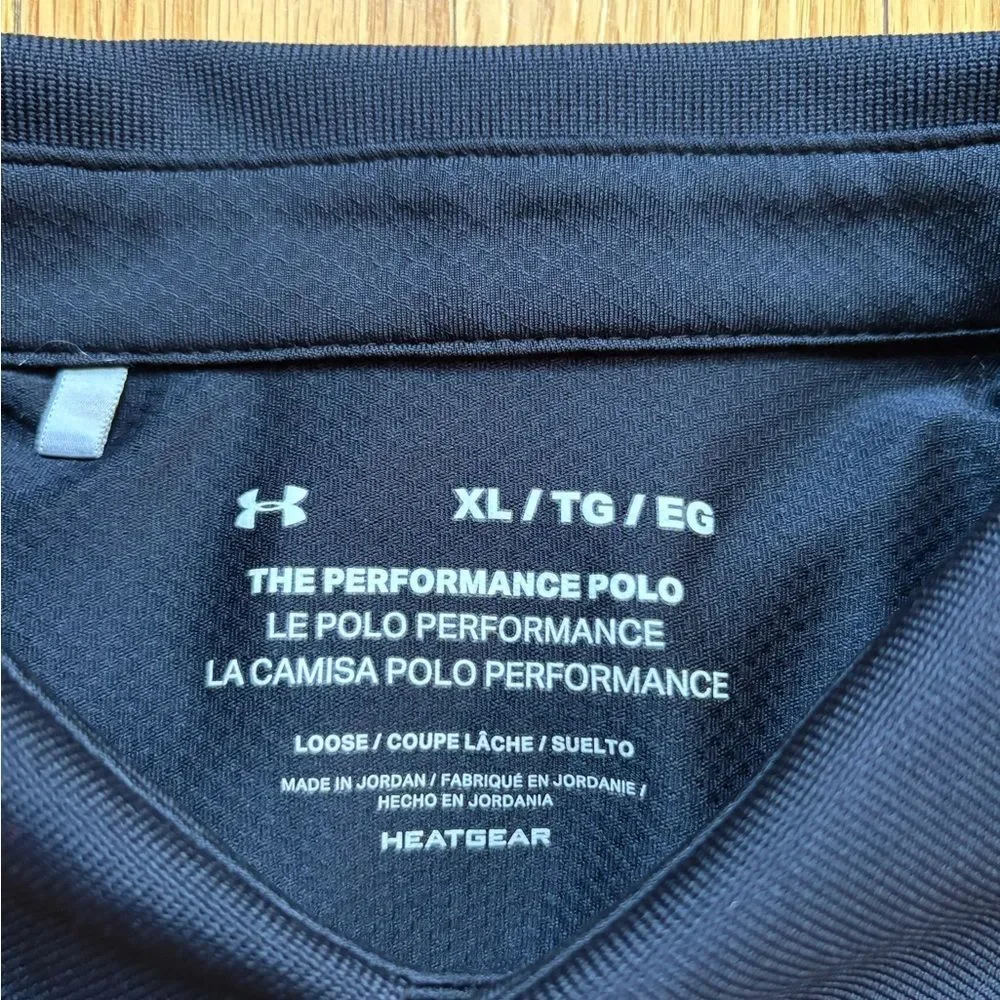 Under Armour Mens Short Sleeve Performance Polo Loose Heat XL Black Solid - Picture 2 of 4